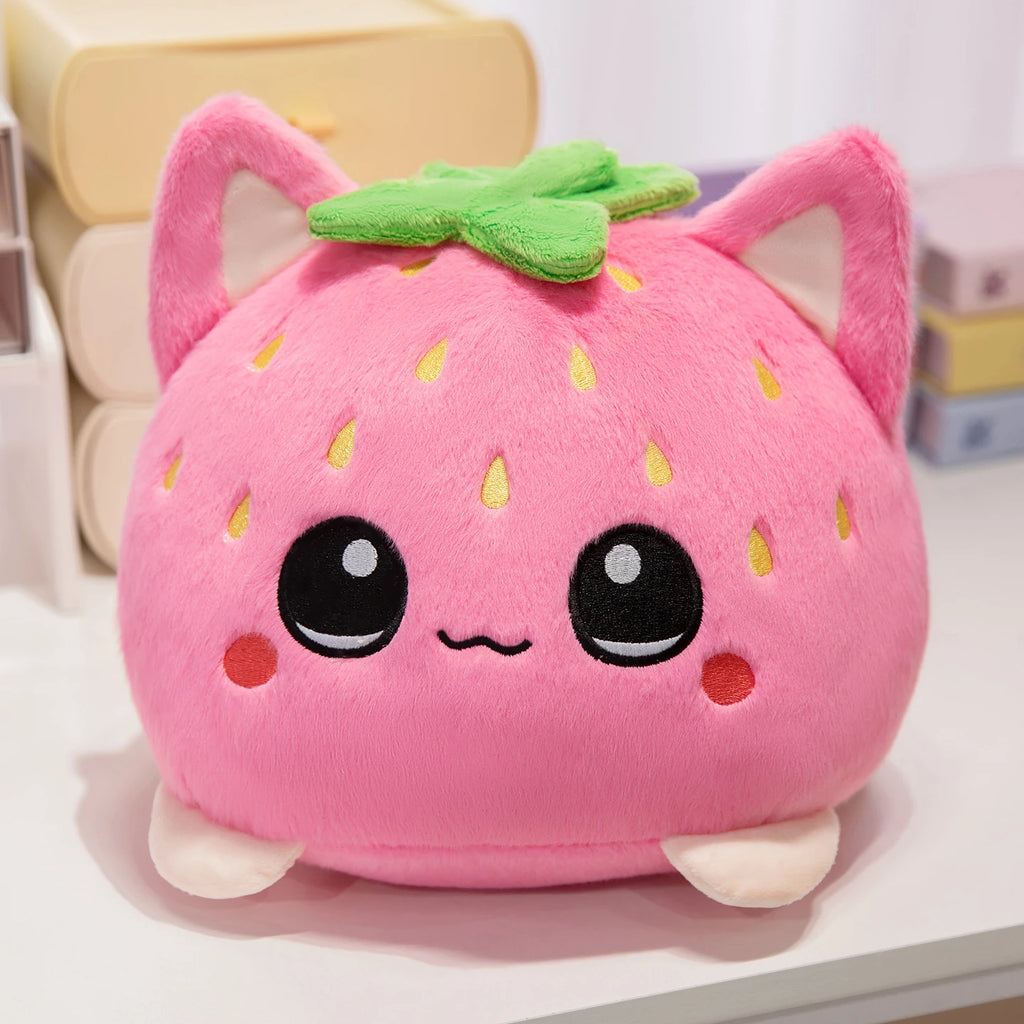 Cute Plush Dolls With Strawberry Cat Stuffed Soft Toys Cushion Sofa Pillow Birthday Gift Room Decor Children's Friends Birthday