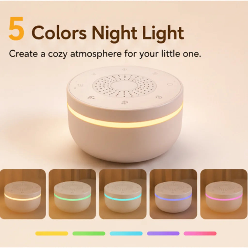 Portable Baby White Noise With 1000mAh 30 Soothing Sounds 5 Colors Night Lights And Timer Baby Sleep Soother For Stroller & Crib