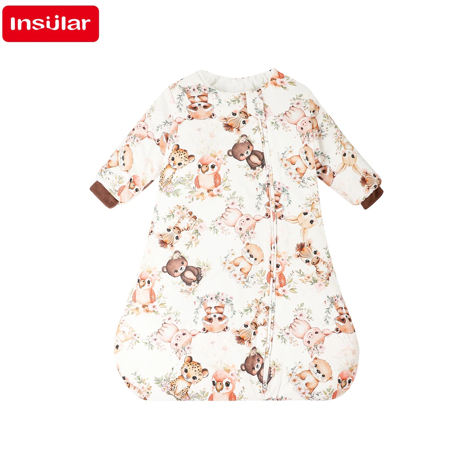 INSULAR Baby Cartoon Split-Leg Sleep Sack with Detachable Sleeves, 100% Cotton Thickened Winter & Autumn Toddler Sleeping Bag