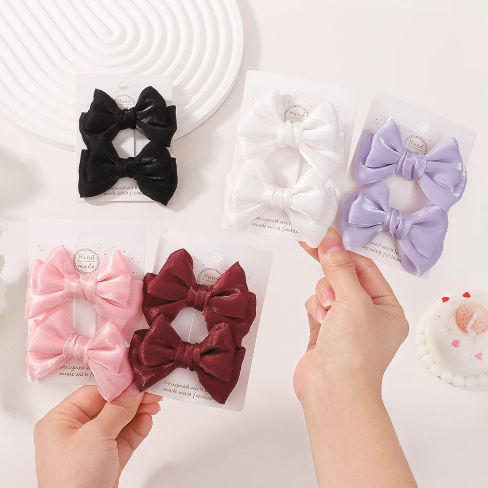 2Pcs/lot Princess Chiffon Bow Ponytail Hair Clips Girls Kids Hair Jewerly Hairpin Barrettes Fashion Hair Accessories