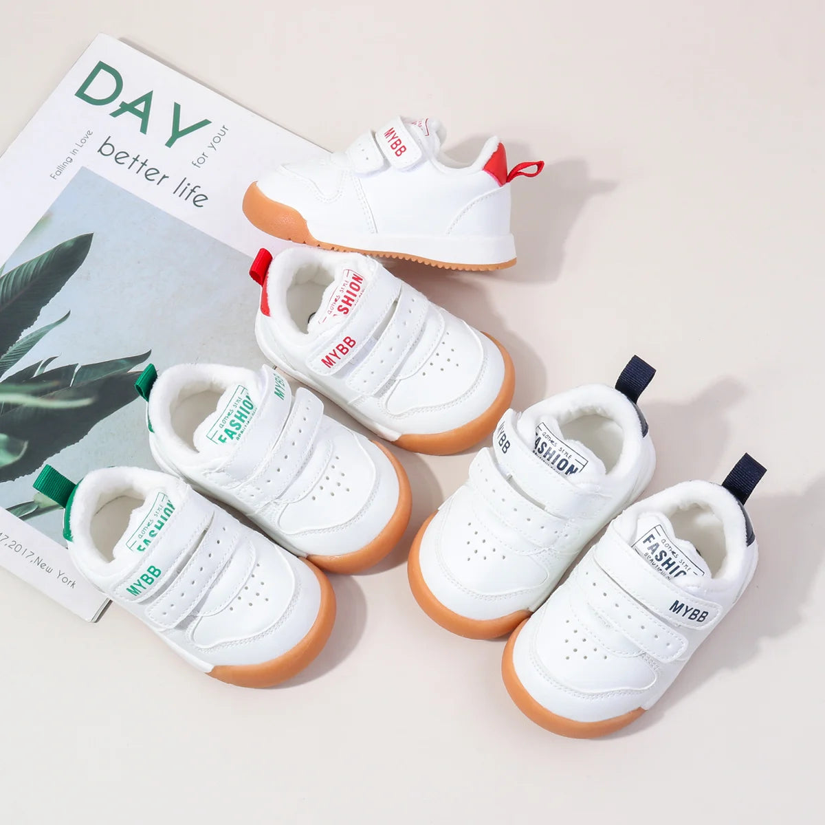 Winter Trendy New Baby Walking Shoes For Boys And Girls Small Children Anti-Slip Soft Sole White Sneakers