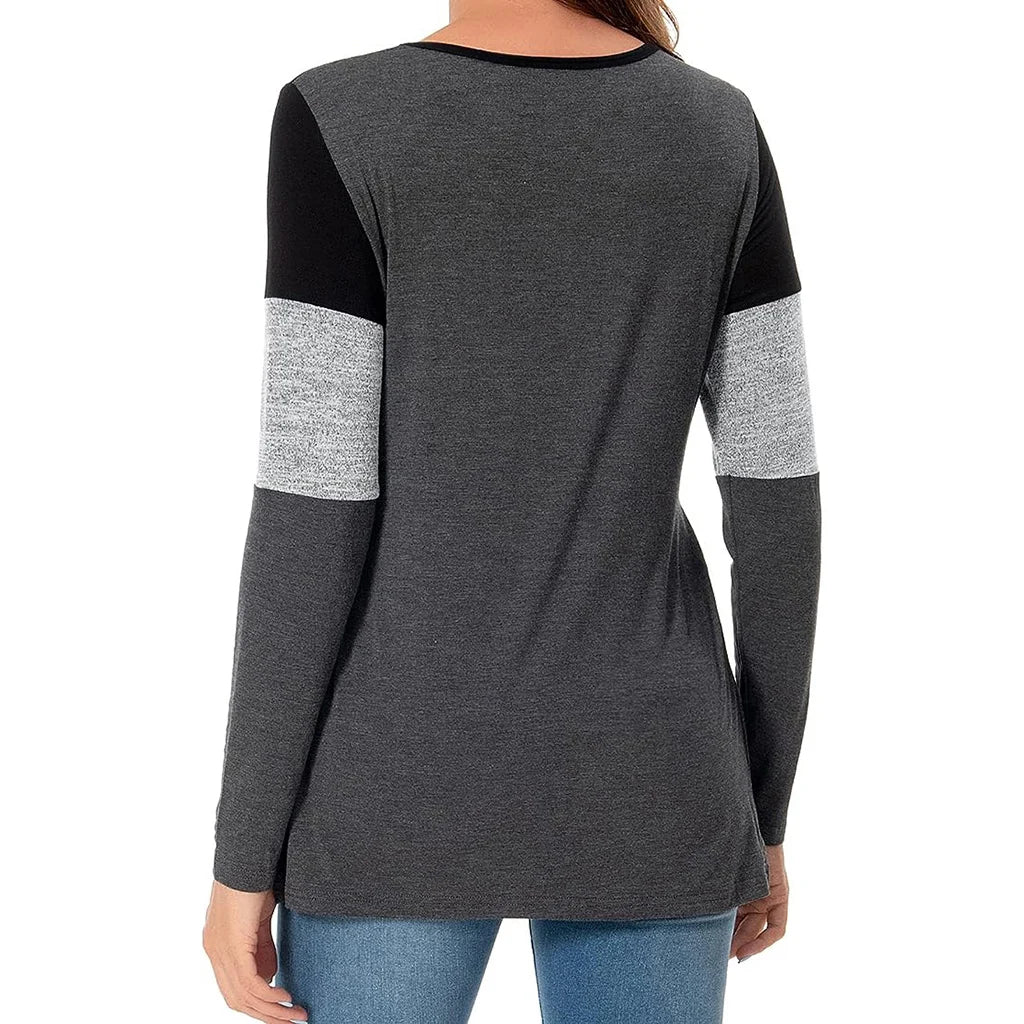 Maternity Nursing T Shirt Pregnant Womens Long Sleeve Patchwork Nursed Tops Blouse For Breastfeeding Pregnancy Clothes Pullover