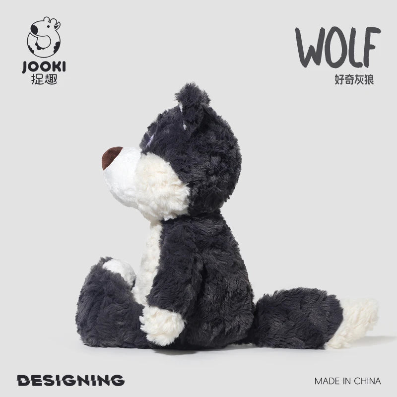 Nice Cuddly Cartoon Plush Toys Gray Wolf High Quality Fluffy Sitting Pose Doll Warm Cozy Children Companion Xmas Gift Home Decor