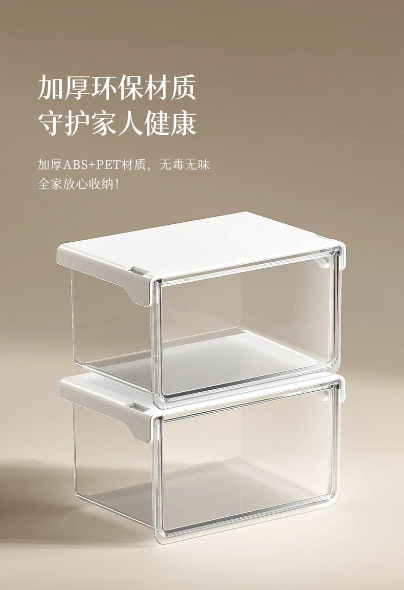 Transparent Drawer Storage Box Pull-Out Under Mirror Cabinet Oragnizer Case Bathroom Makeup Cotton Stick Makeup Holder Organizer
