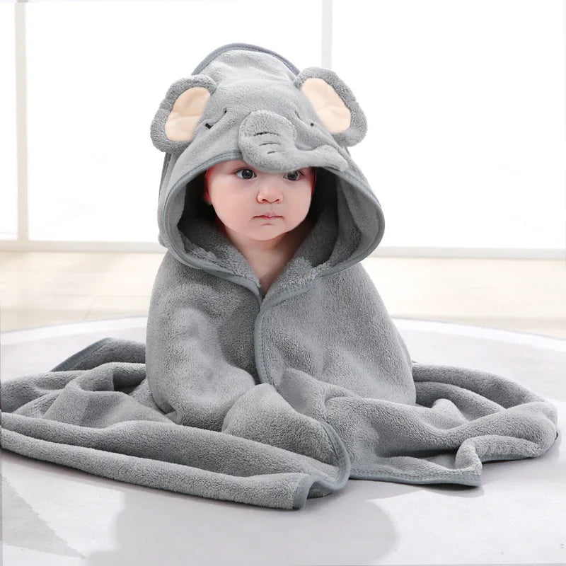 Personalized Baby Bath Towel with Name – Cartoon Animal Hooded Soft Towel