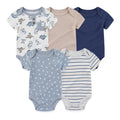 5-Piece Cartoon Cute Bbaby Boys Girl Bodysuits Soft Newborn Unisex Onesies Short Sleeve 0-12 Months Infant Clothes Summer Cloth