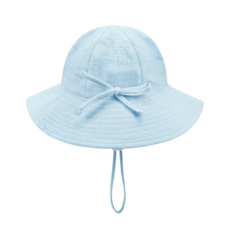 Adjustable Baby Summer Hat Muslin Children Panama Cap for Girls Boys 100% Cotton Kids Bucket Hat Outdoor Beach Infant Cap 1-3Y
