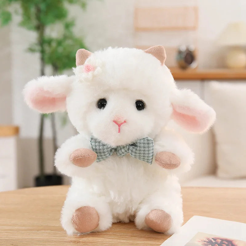 Nice 1pc 23cm Cute White Sheep Plush Toy With Pink Ears And Removable Apron Soft Stuffed Lamb Doll For Girls Birthday Gift