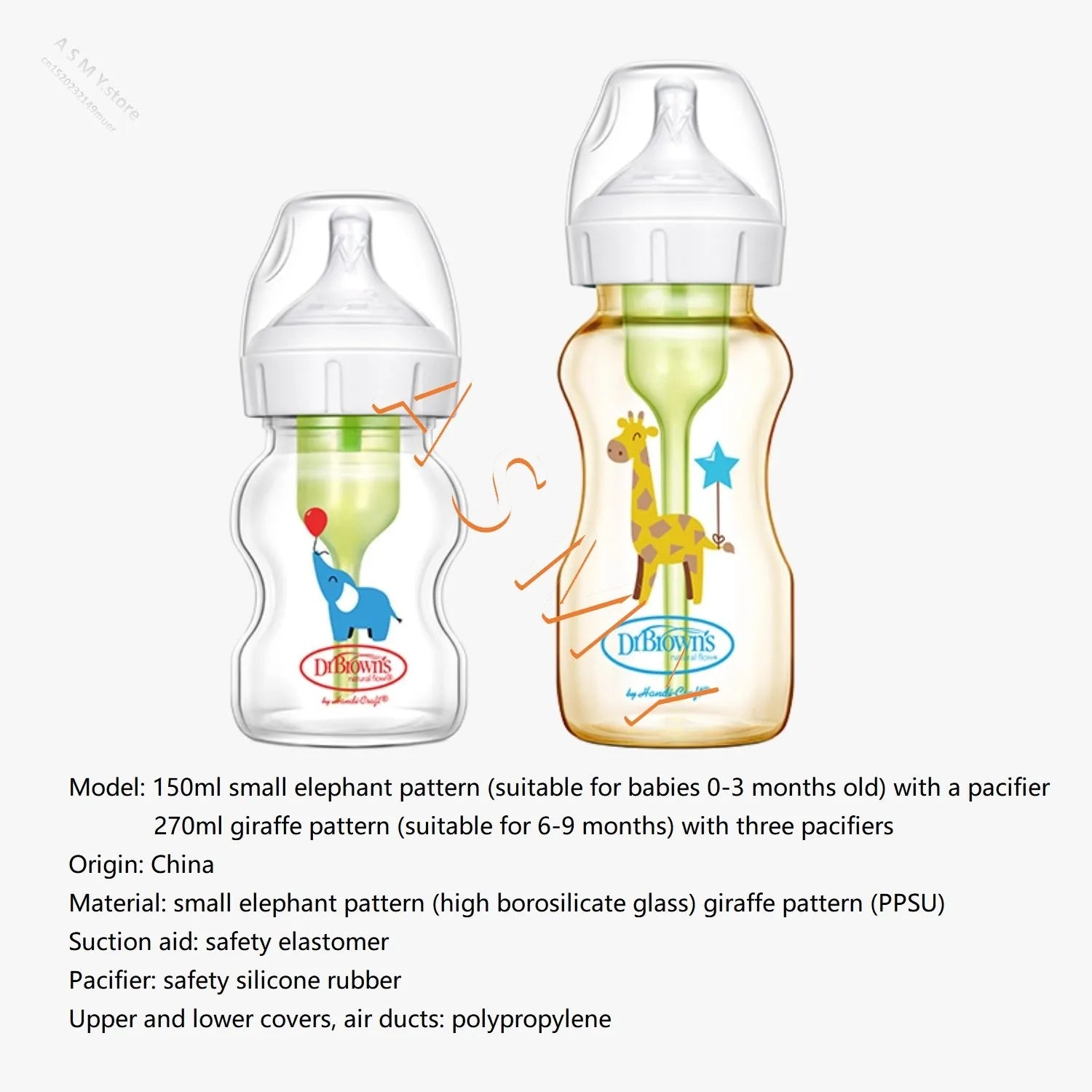 NEW Dr. Brown's glass bottle drbrowns newborn glass bottle baby PPSU bottle anti-flatulence