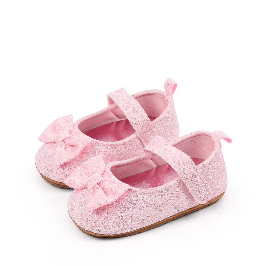 Baby Girl's First Walking Toddler Shoes Sping And Autumn Beautiful Design High Quality Hook-loop And TPR Sole Soft Comfortable