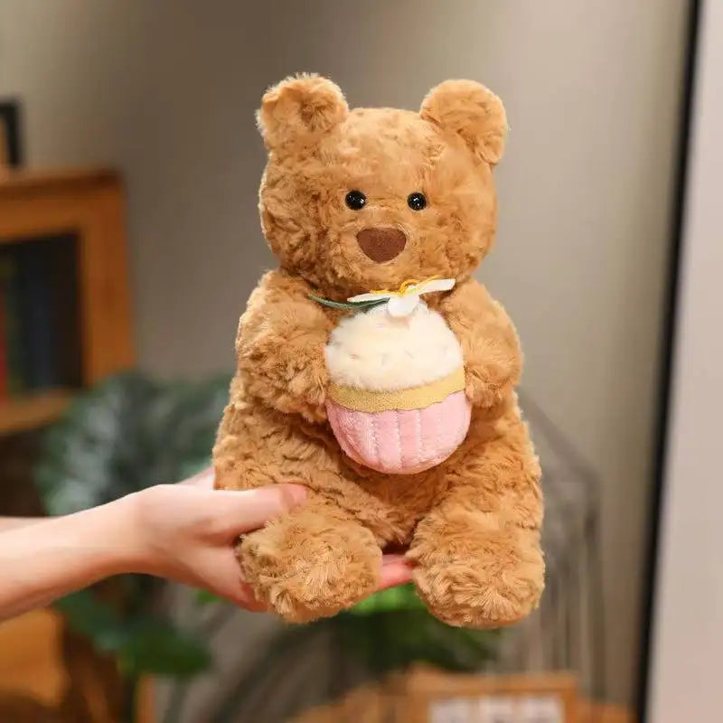 Kawaii Healing Cake Bear Doll Pillow - Cartoon Anime Stuffed Plush Toy Cute Birthday Gift for Children Fun Soft Doll