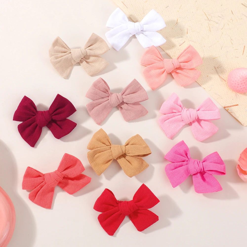 20Pcs random color cloth bowknot hairgripes cheer bows solid color girls hair bangs hair clip casual children's hair accessories