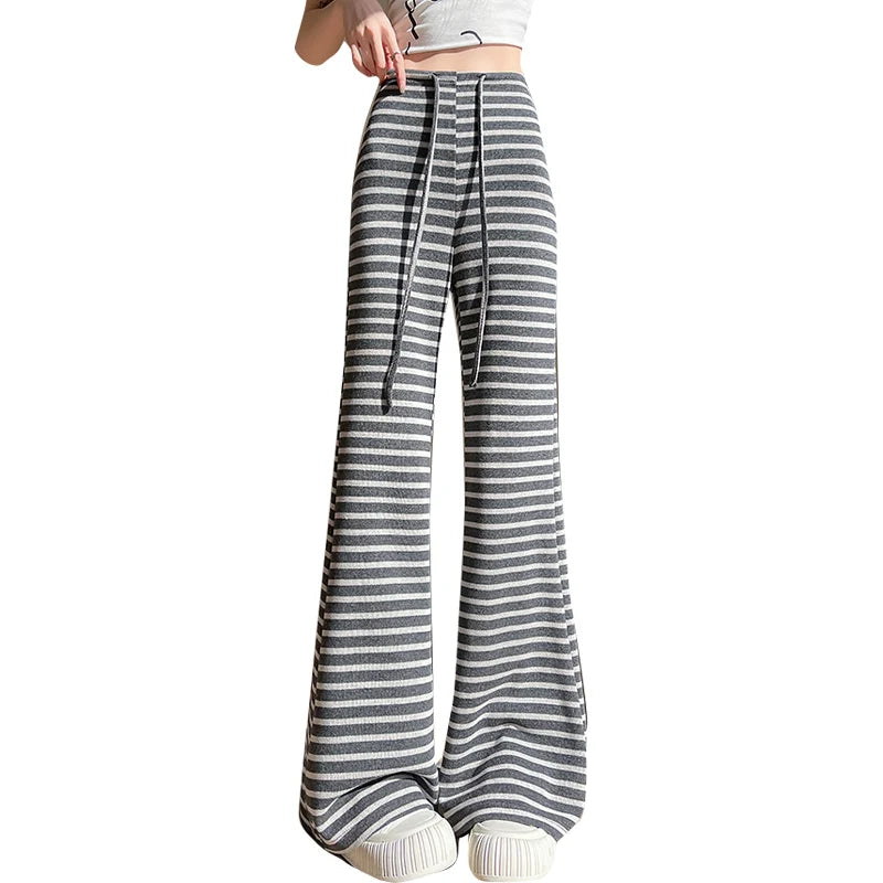 2026 Autumn Pregnant Woman Straight Pants Adjustable Waist Maternity Knitted Trousers