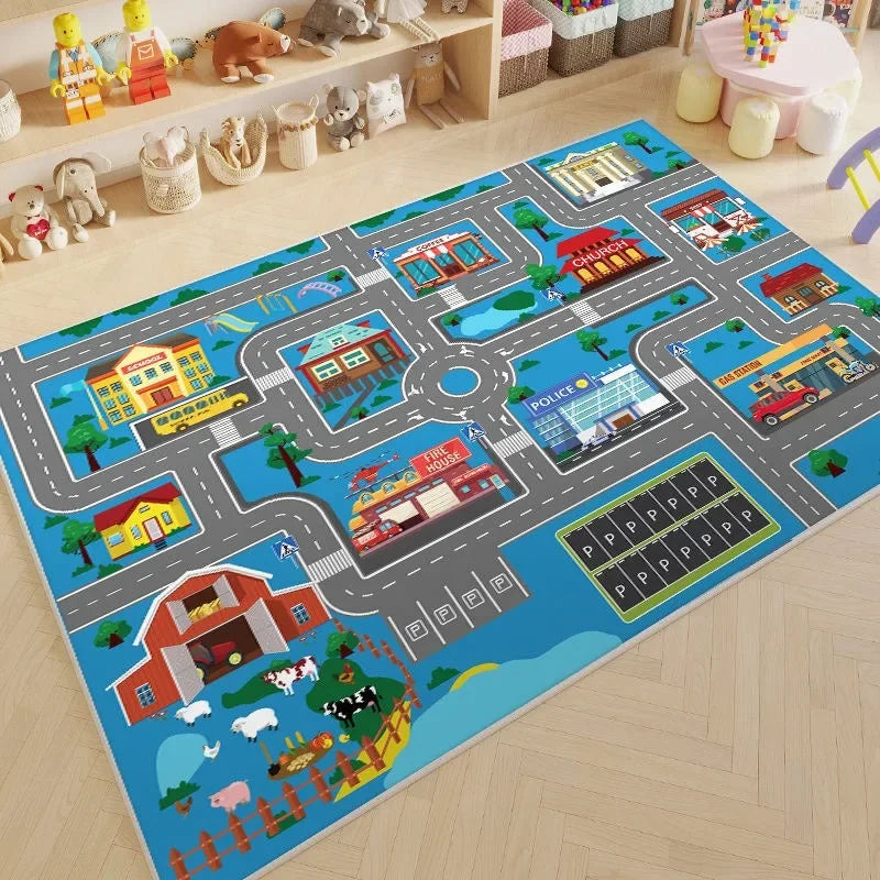 Cartoon Car Traffic Children Carpet Play Mat Crawling Floor Mat Model CCT001 Non Slip