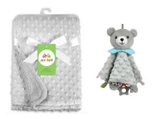 Personalized Newborn Baby Blanket with Name Custom Dot Minky Stroller Swaddle Set Security Towel Baby Shower Gift for Infant Boy