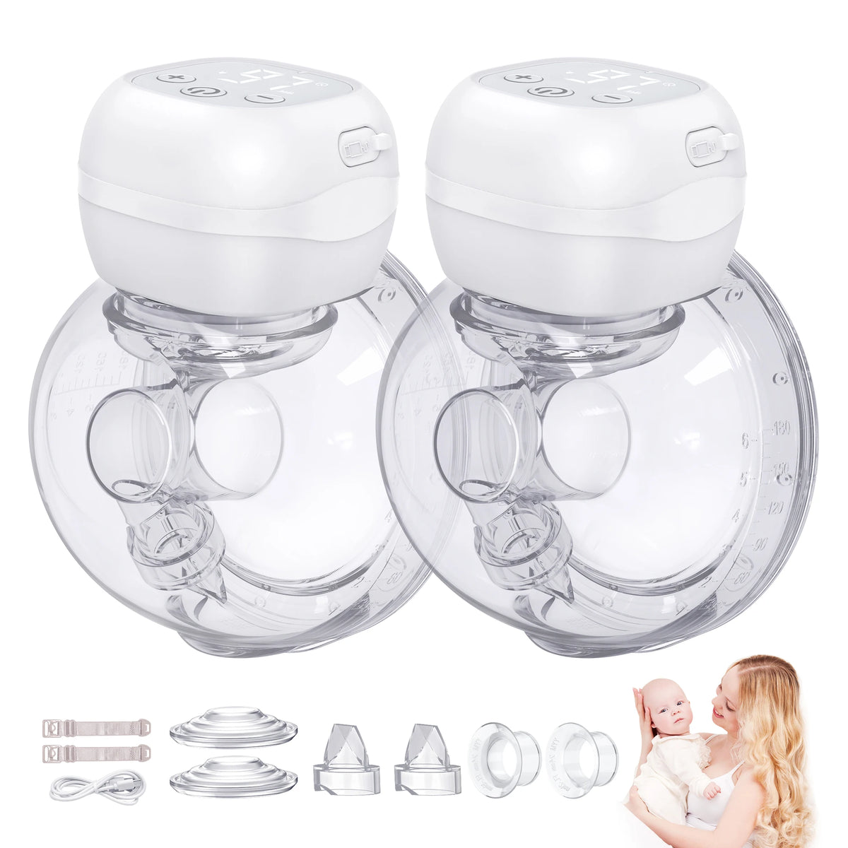 Hands Free Electric Breast Pump 3 Modes 12 Levels With 17 19 21 24 Mm Flanges Bpa Free