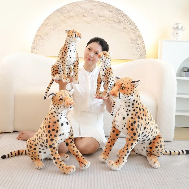 Hot Lifelike Plush Leopard Cheetah Toy Full Stuffed Forest Animal Peluche Doll Room Decor Christmas Holiday Gifts For Boys
