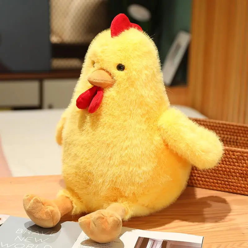 Nice Fluffy Chicken Plush Toy Huggable Farmyard Animal White Yellow Chick Model CHX01