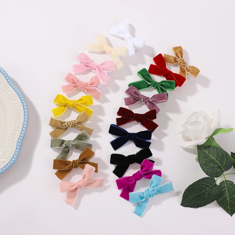 6Pcs Solid Ribbon Bows Hair Clips Cute Handmade Bow Hairpin Barrettes Headwear for Baby Girls Kids Hair Accessories Gifts