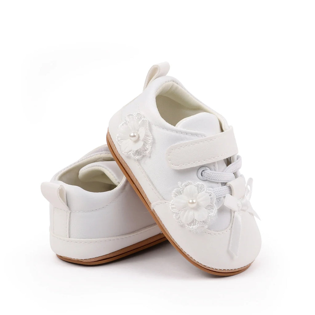Baby Girls First Walking Toddler Shoes For 0-18 Months Spring And Autumn High Quality TPR Sole Four Colors Cute Flower Design