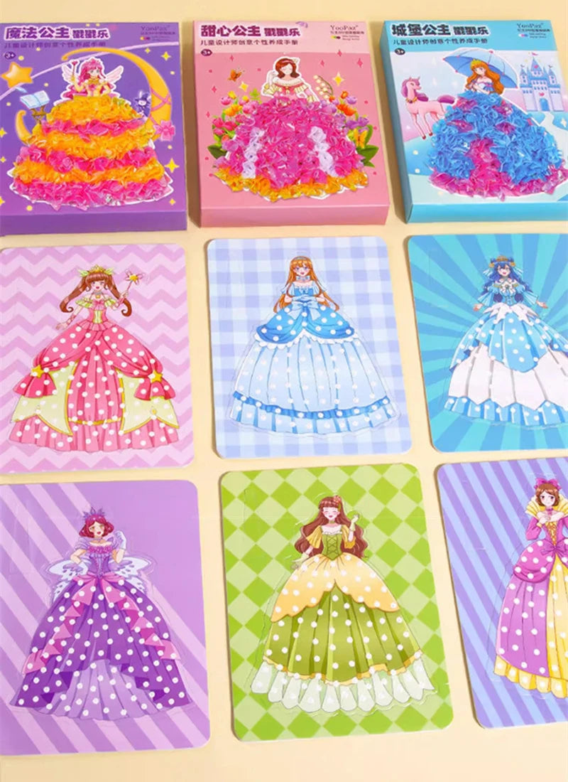 Children's Fabric Art Craze Poke Drawing Craft Toys Creative Puzzle Puncture Painting Poking Sticker Kids Birthday Gift For Girl