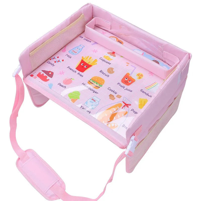 Foldable Car Tray Organizer For Kids Travel With Cup Holder And Snack Pockets Model X1