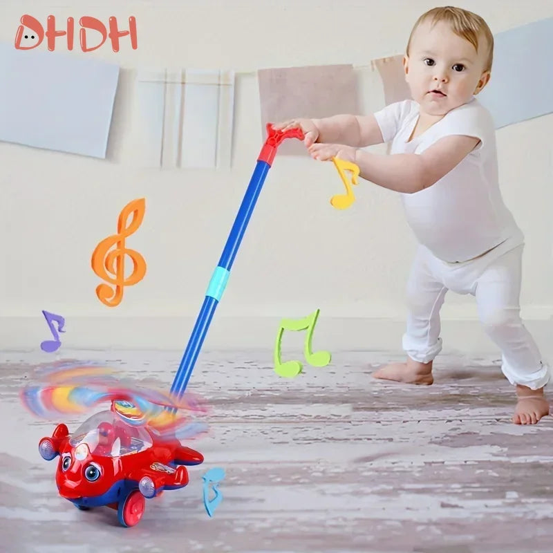 Interactive Baby Walker Toy With Push Handle For Kids Boys And Girls Toddlers, Detachable Plane Toy Car Design With Wheel