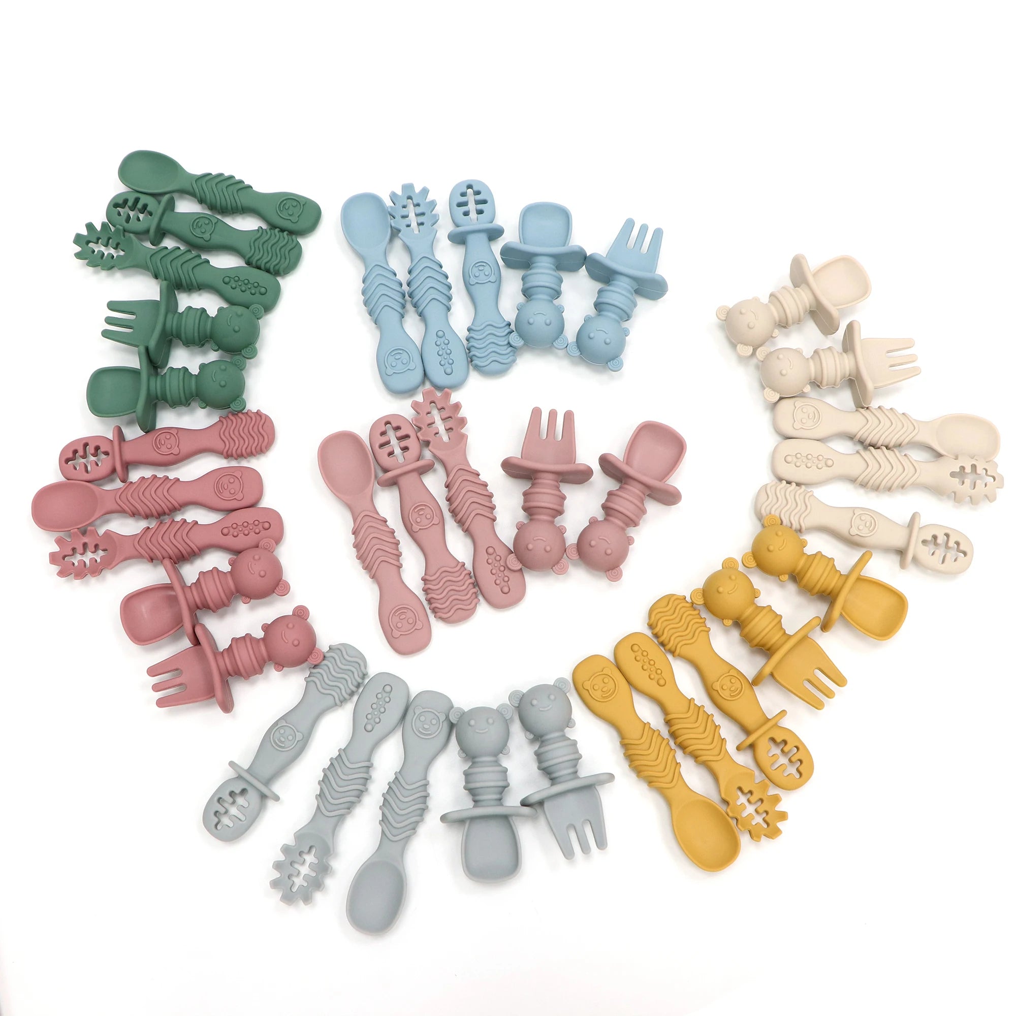 5-piece self-feeding silicone spoon with choking barrier - Baby spoon feeding set, suitable for home and travel, baby weaning