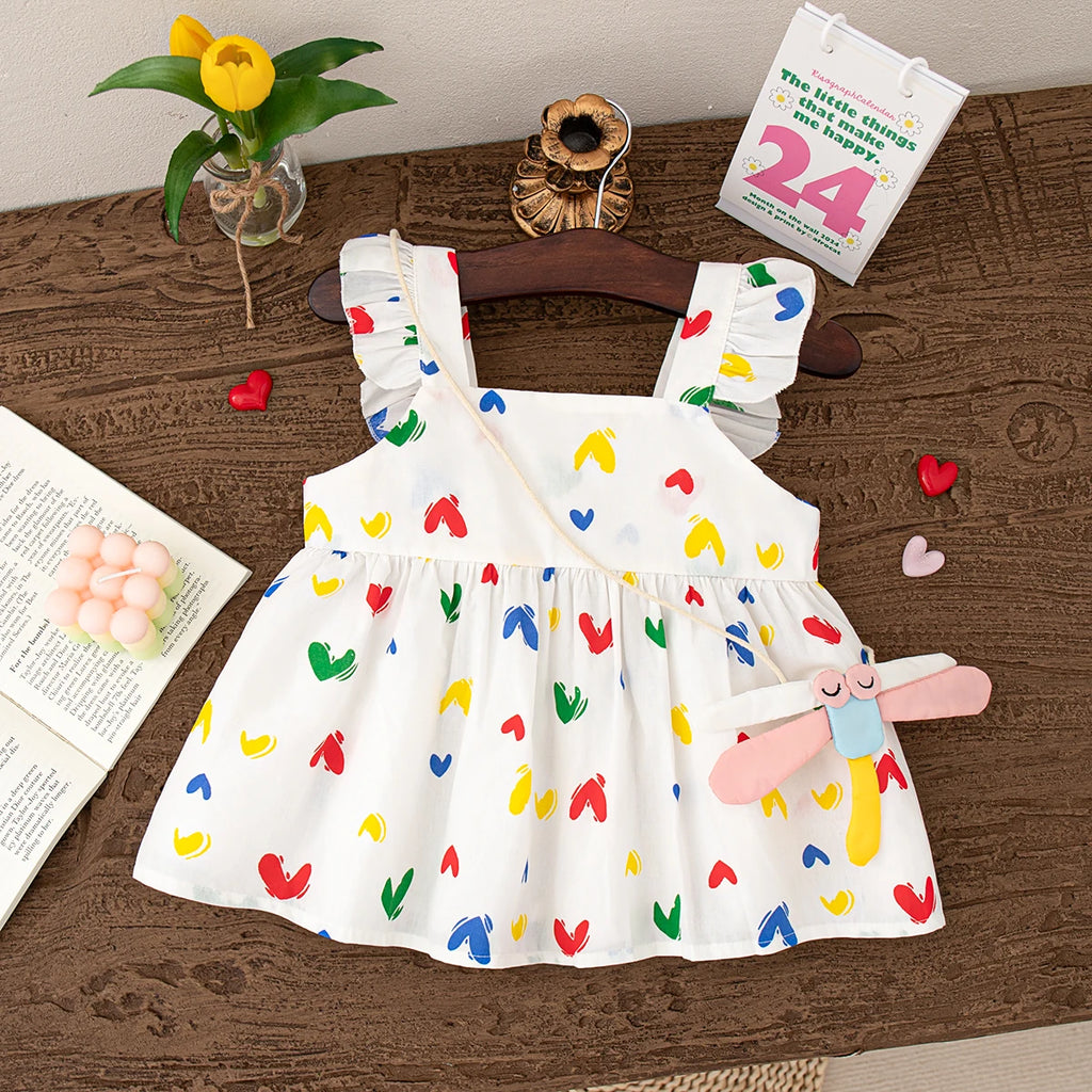 Send A Cartoon Ornament  Summer Cotton Comfortable Fashion Lovely Baby Girl Dress Korean Style Casual Toddler Beach Dress
