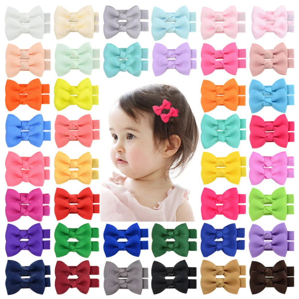 50Pcs 2inch Grosgrain Ribbon Hair Bows Clips for Girls Handmade Bowknot Hairpins Headwear Kids Baby Hair Accessories