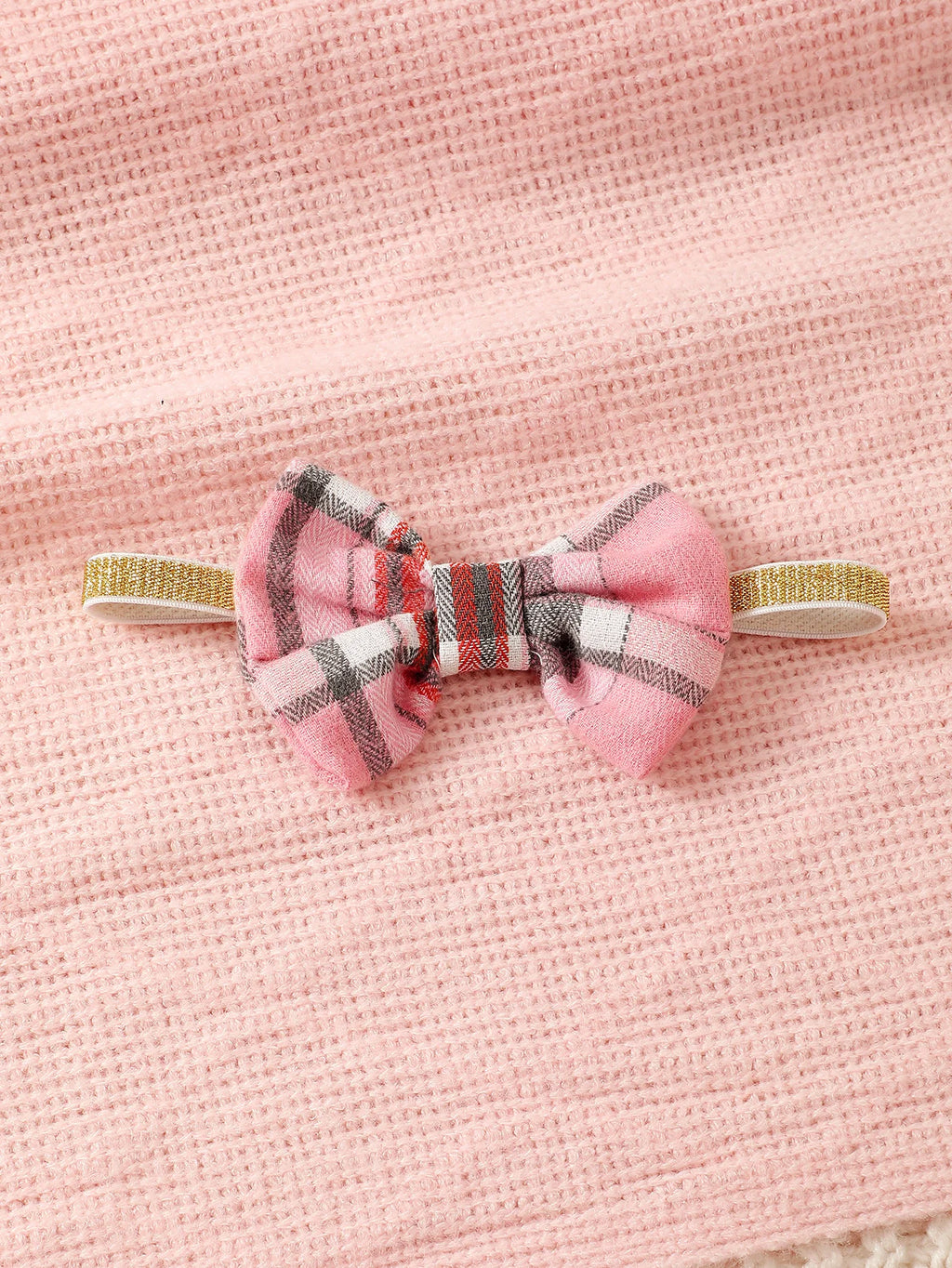Newborn Baby girl Spring Autumn Jumpsuit Flying sleeves Pink Checkered Long sleeved Jumpsuit+Headband for 0-18 Months Baby girl