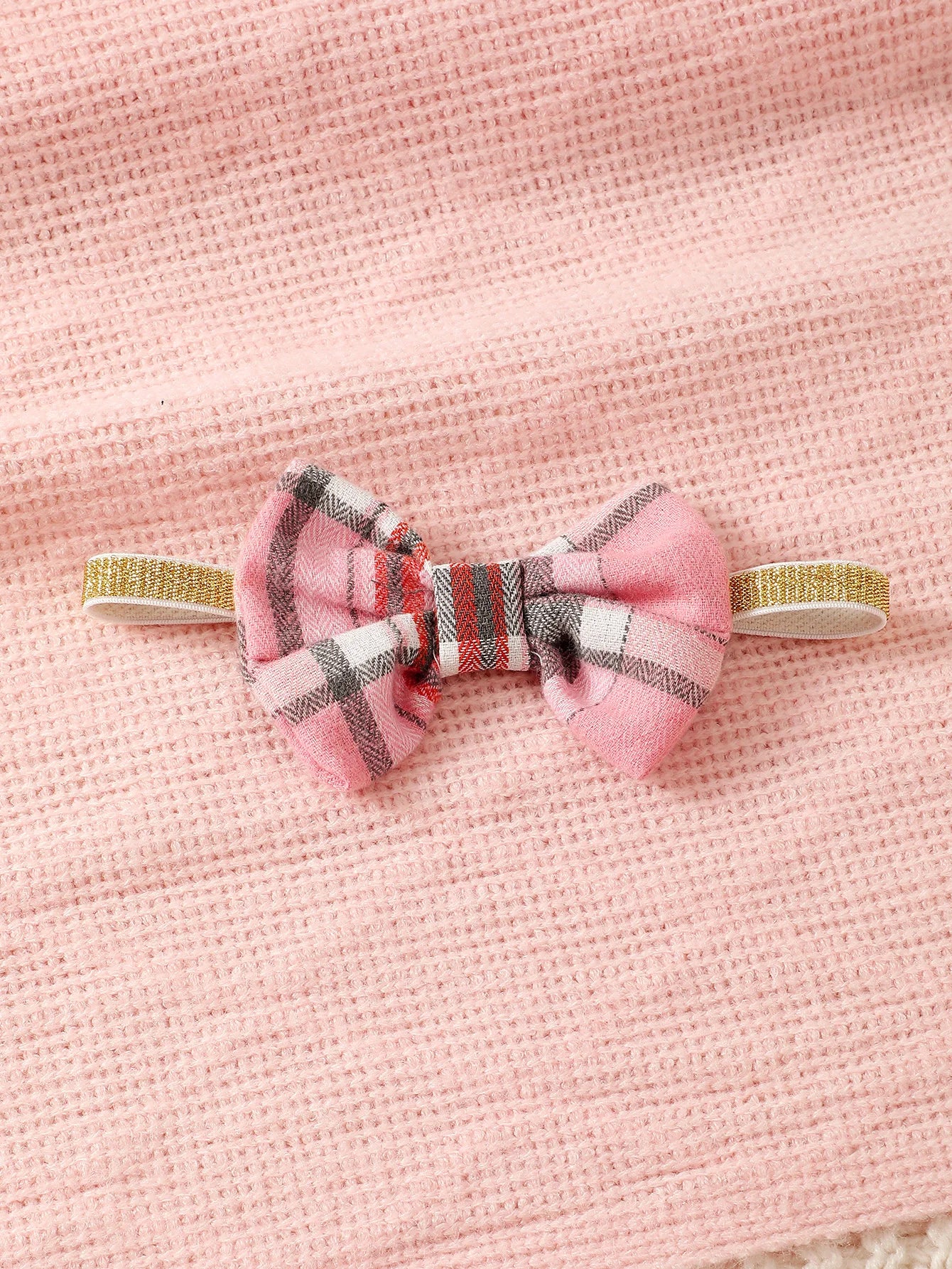 Newborn Baby girl Spring Autumn Jumpsuit Flying sleeves Pink Checkered Long sleeved Jumpsuit+Headband for 0-18 Months Baby girl