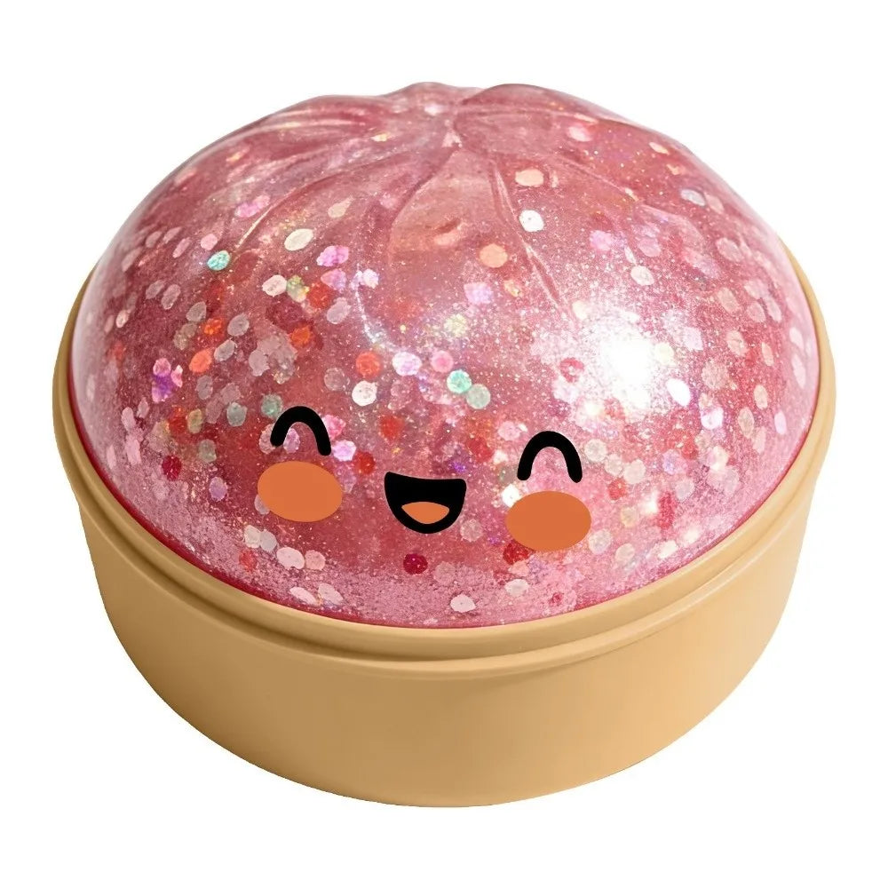 Glitter Dumplings Squishy Toy Soft with Steamer Squishy Toy Slow Resilience Fidget Stress Relief Sensory Ball