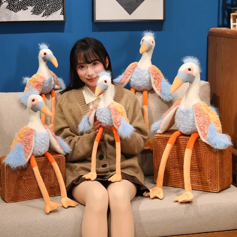 Wholesale Fantastic Crowned Crane Doll Stuffed Plush Balearica Big Bird Cartoon Long Legs Animal Toy Colorful Plushie Gift