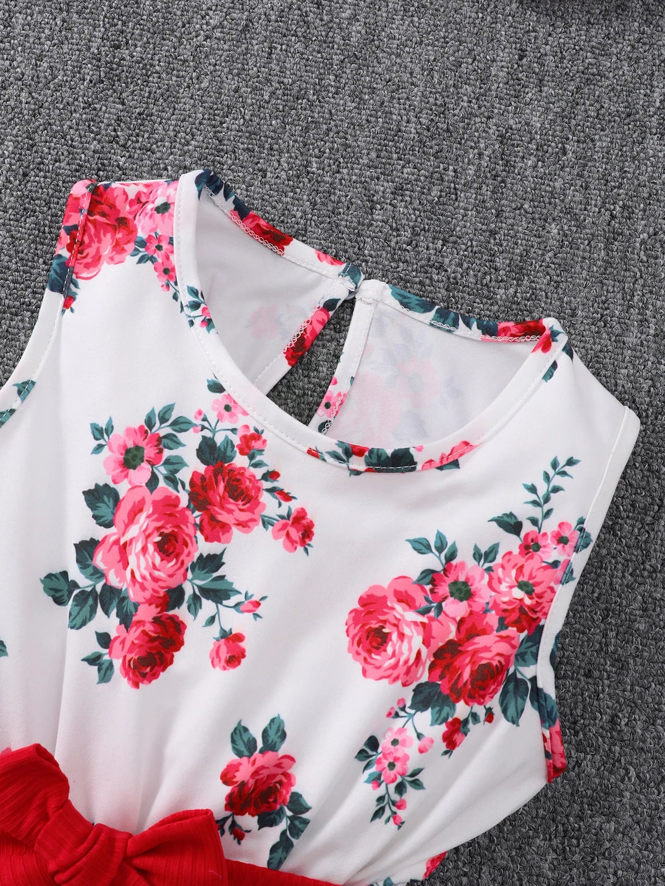 Children's clothing girls' Dress Pretty Flower Sleeveless Dress+ Shawl+belt 3Pcs/Set 4-7 Year Girls' Spring Autumn Fashion Dress