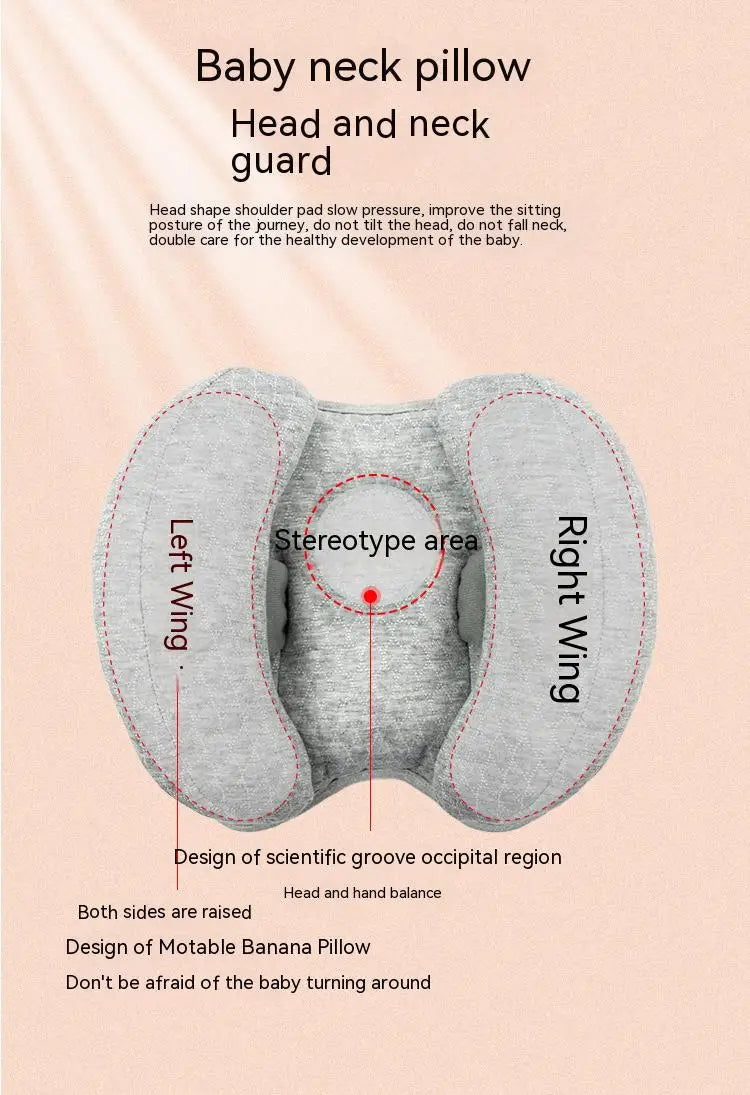 Baby Pillow Stroller Baby Head and Neck Support Pillow U-shaped Headrest Body Fixation Anti Roll Children's School Cushion