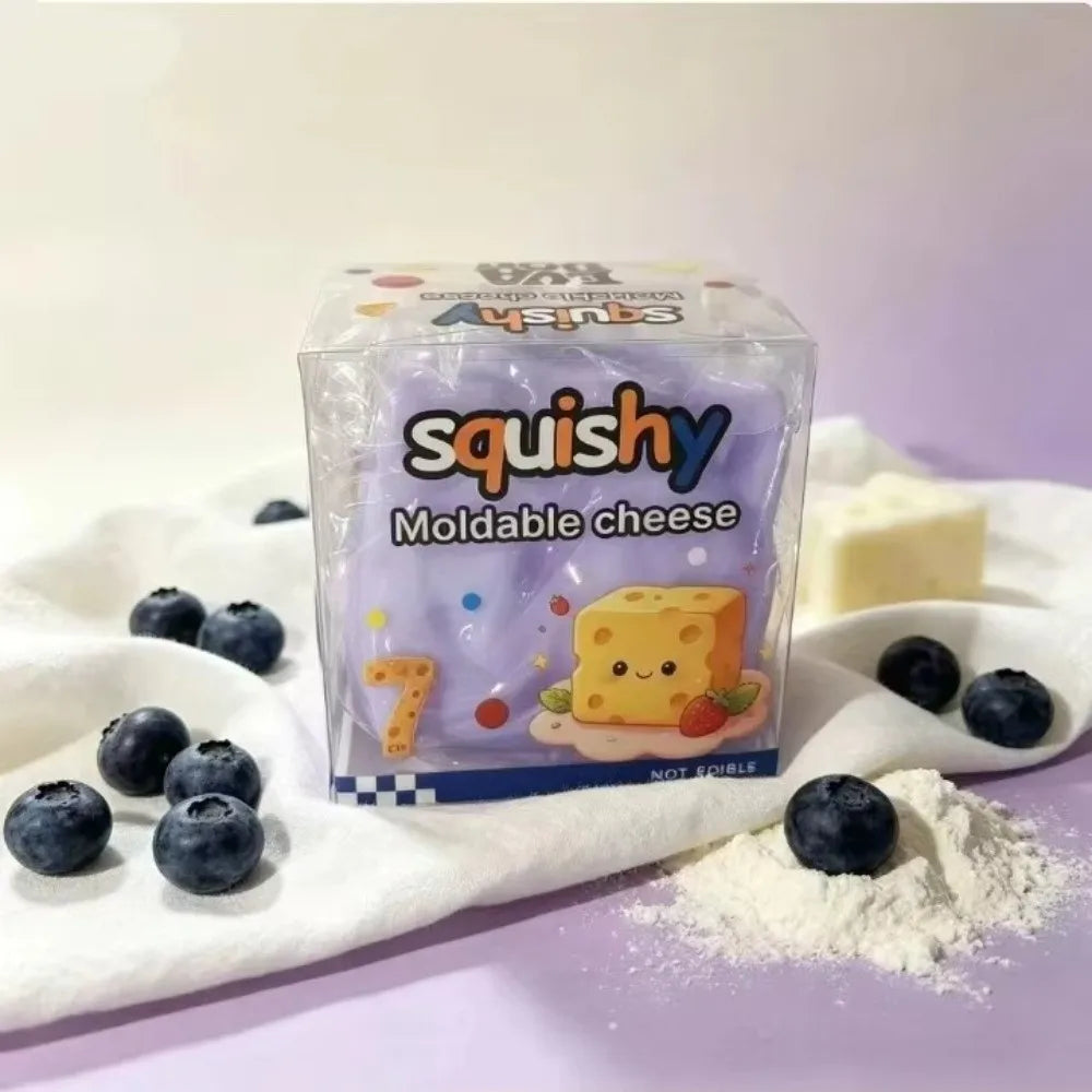 Slow Rising Cheese Squishy Toy Slow Rebound Soft Cheese Shape Squishy Toy Stretchy Moldable Simulated Butter Squeeze Toy