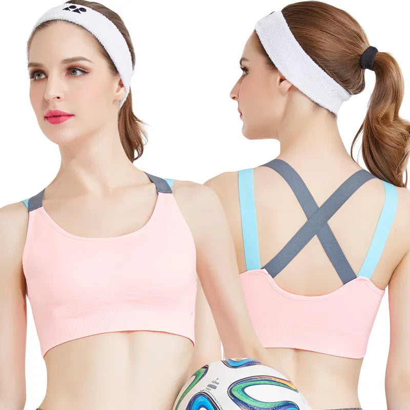 3 Pcs Women Breathable Sports Bra Absorb Sweat Shockproof Padded Gym Running Fitness Seamless Yoga Sports Bra Underwear
