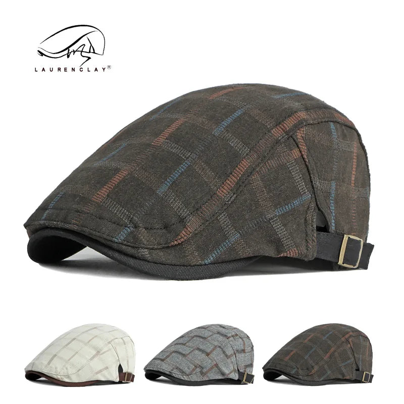 New Duckbill Hat for Men Spring Summer British Retro Fashion Plaid Casual Painter Hat Women's Beret