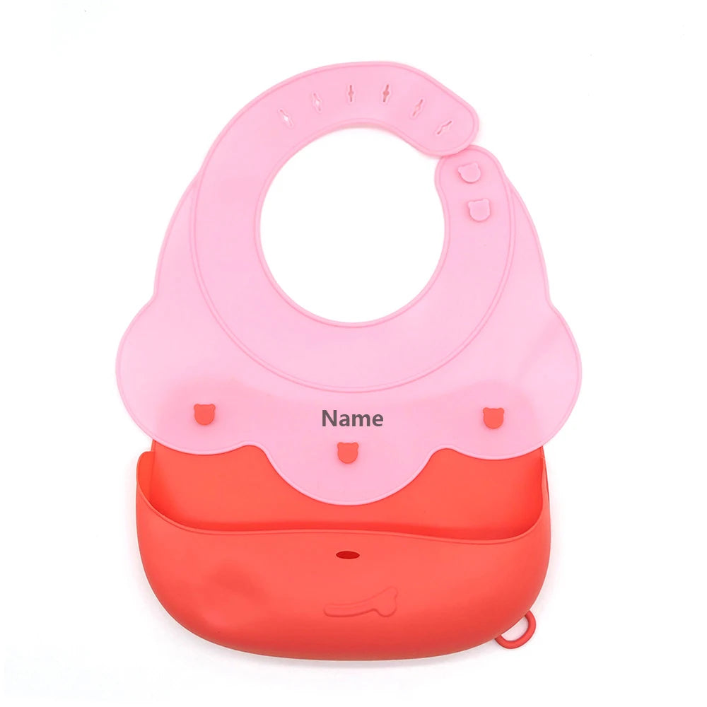 Customizable Silicone Bib Baby Drool Catcher with Free Name Engraving Unique Creative Gift for Boys And Girls