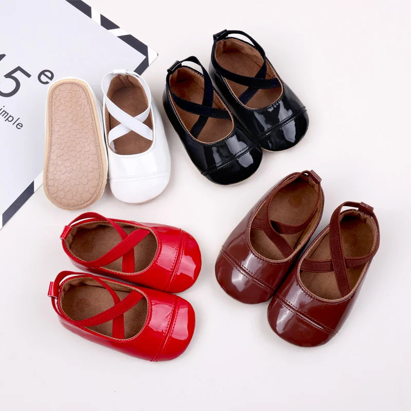 2025 Spring And Autumn Baby Girls First Walking Outdoor Toddler Shoes With High Quality PU Leather For 0-18M Baby Princess Shoes