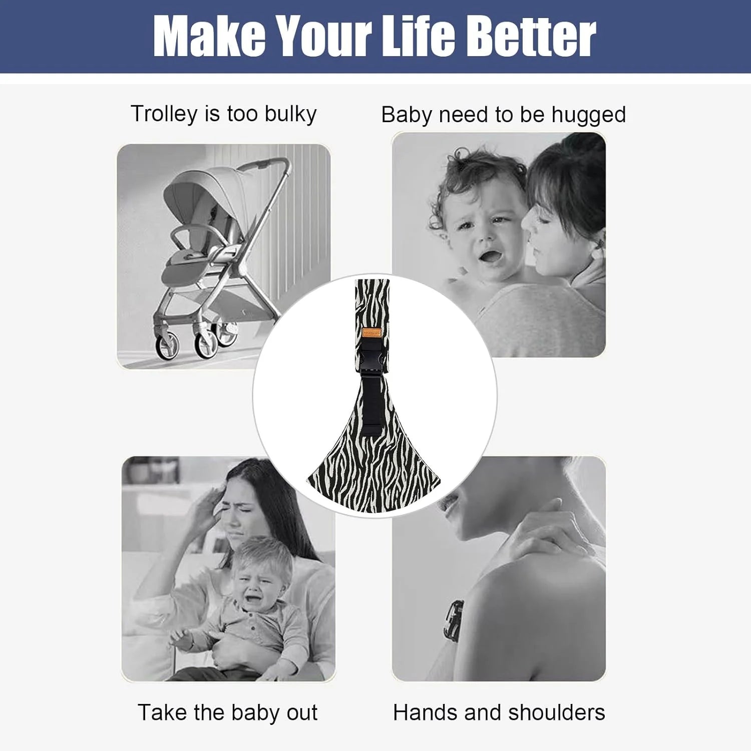 Baby Sling Carrier Baby Carrier Newborn to Toddler Sling Lightweight Baby Carrier Sling with Adjustable Straps Toddler Carrier