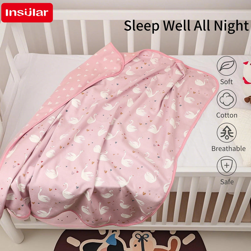 INSULAR Child Cotton Cover 2-layer Infant Swaddling Quilt Kid Nap Blanket Breathable Baby Blanket Skin-friendly Multi-functional