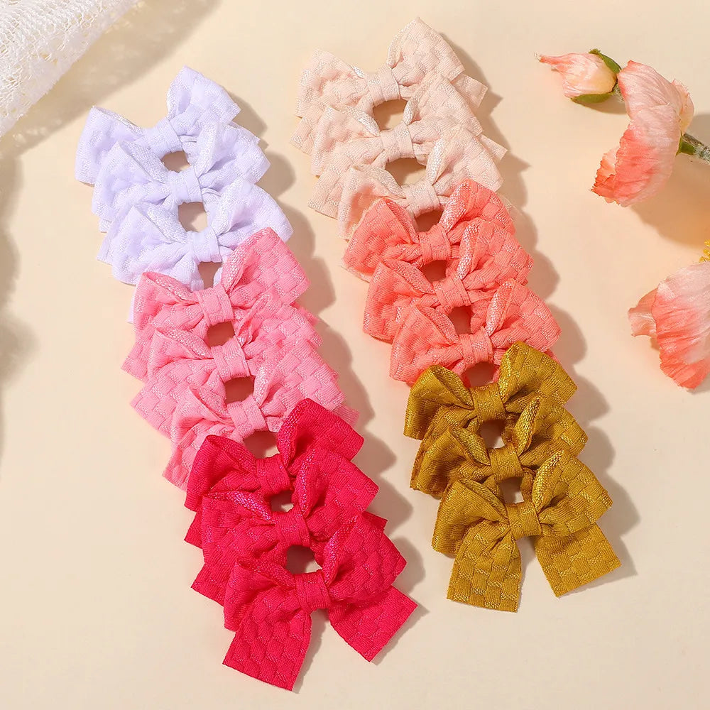Random Color 40pcs Lattice Hair Bows Hair Clips for Girls Hairpin Handmade Bows Barrettes Headwear Children Hair Accessories
