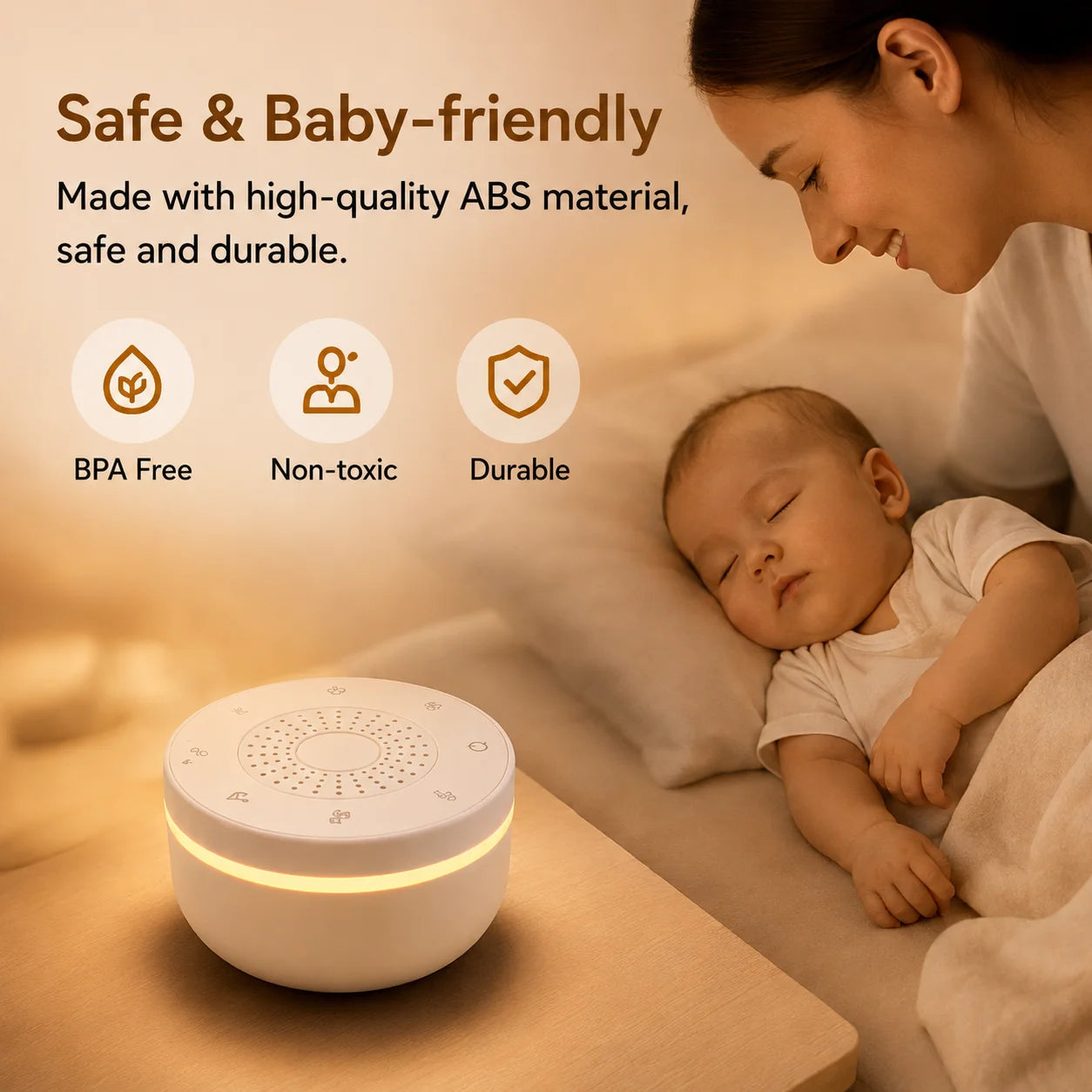 Portable Baby White Noise With 1000mAh 30 Soothing Sounds 5 Colors Night Lights And Timer Baby Sleep Soother For Stroller & Crib