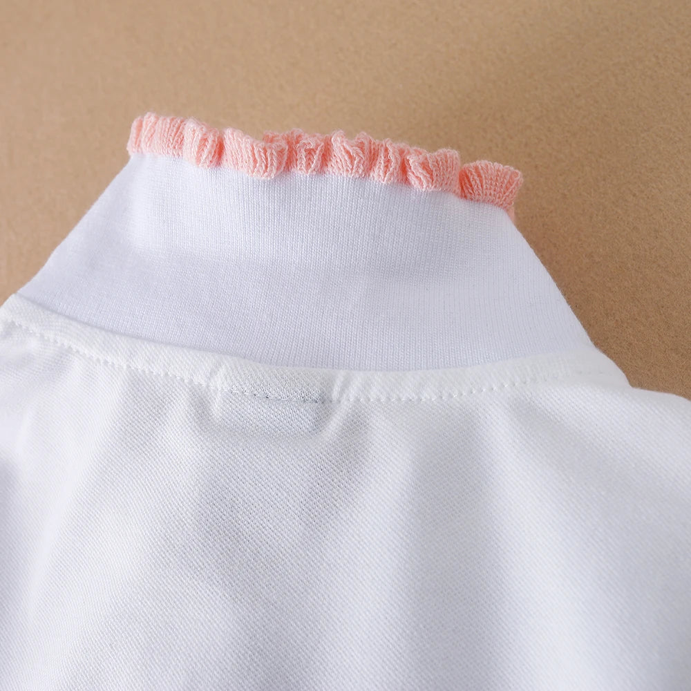 3-12 Age Girls Polo Summer Children Short Sleeve T-shirts 2024 New Kids Turn Down Collar Clothing Baby Cotton Tops