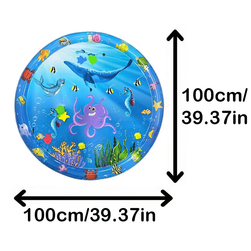 Inflatable Baby Water Play Mat Circle 65 100cm For Tummy Time And Early Learning