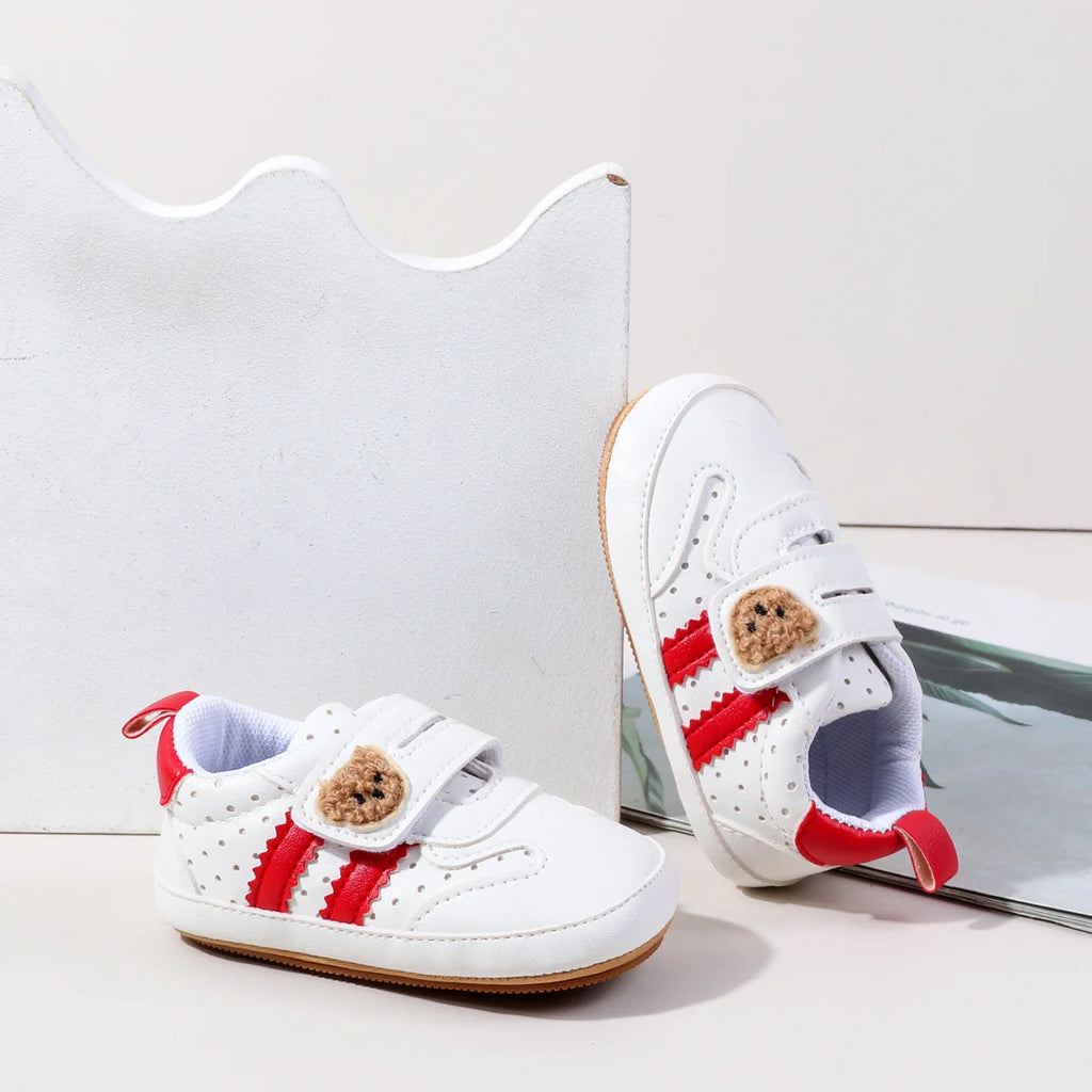 2025 0-18 Months Baby Boys Girls Sneakers Cute Bear Embroidery Infant First Walking Shoes Non-Skid Athletic Shoes