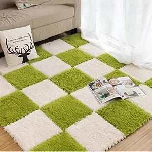 Thick Cake Velvet Plush Puzzle Mats DIY Bedroom Floor Tiles Sound-Absorbing Soft Carpet for Bedside Full Room Coverage