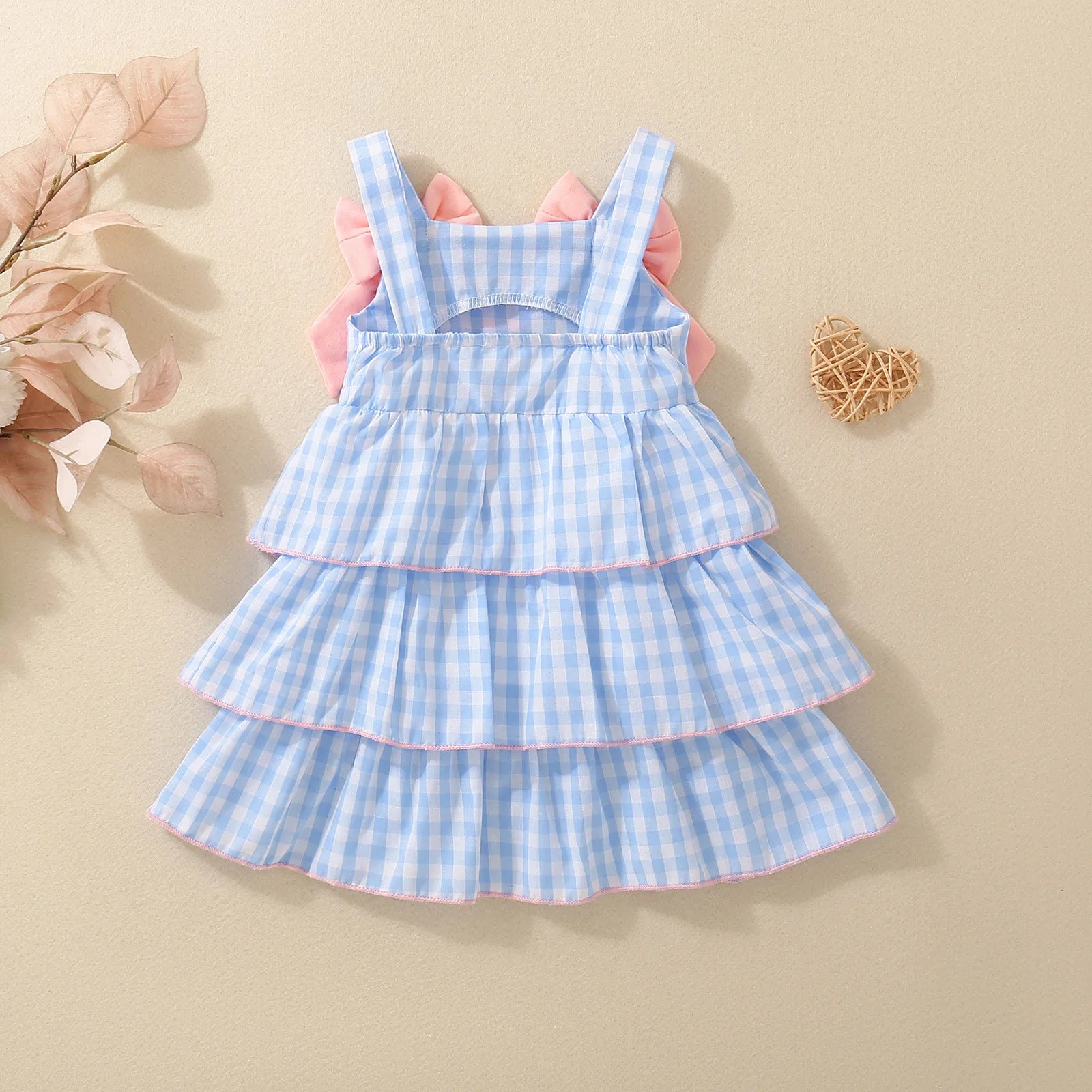 Summer female baby blue bow strap dress sweet and cute